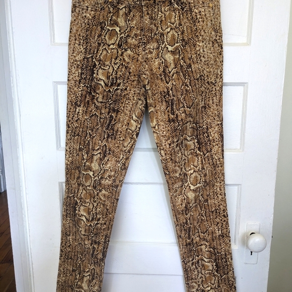TORY BURCH SUPER SKINNY BROWN SNAKE PRINT JEANS SIZE 29 - Picture 3 of 16